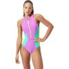 imageSpeedo Womens Swimsuit One Piece Hydraline Standard CutZip Neon Violet