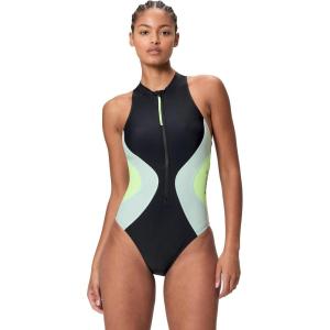 imageSpeedo Womens Swimsuit One Piece Hydraline Standard CutZip AnthraciteGlacier Grey