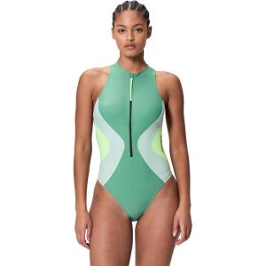 imageSpeedo Womens Swimsuit One Piece Hydraline Standard CutZip Lazy DaisyLight Green