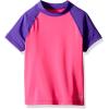 imageSpeedo Girls Uv Swim Shirt Short Sleeve Color Block RashguardDiscontinuedElectric Pink