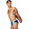 imageSpeedo Mens Swimsuit Brief Eco Flex 2 Outseam BeachstarBlock Deep SapphireScreaming Green