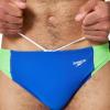 imageSpeedo Mens Swimsuit Brief Eco Flex 2 Outseam BeachstarBlock Deep SapphireScreaming Green