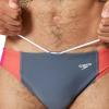 imageSpeedo Mens Swimsuit Brief Eco Flex 2 Outseam BeachstarBlock Grey LeadTropical Coral