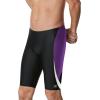 imageSpeedo Mens Swimsuit Jammer Endurance Splice Team Colors  Manufacturer DiscontinuedEdge BlackPurple