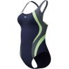 imageSpeedo Womens Swimsuit One Piece Creora Highclo Quantum Splice High Cut SolidRib PeacoatPale Clover