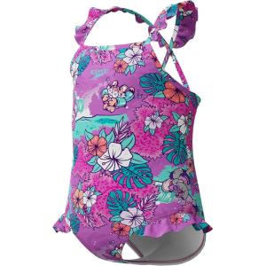 imageSpeedo BabyGirls Swimsuit Infant to Big Kid UPF 50 Learn to SwimFrill 1pc Neon VioletSplash Bash
