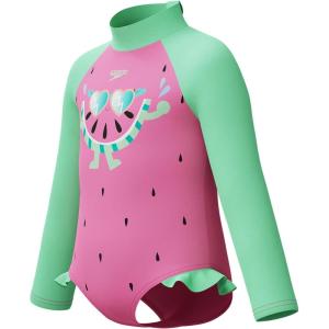 imageSpeedo BabyGirls Swimsuit Infant to Big Kid UPF 50 Learn to SwimLS 1pc Neon Bubble Gum
