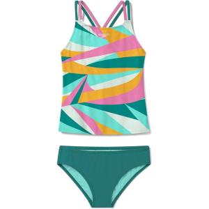 imageSpeedo Girls Swimsuit Two Piece Tankini Thin StrapWavy Enamel Blue