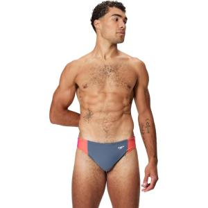 imageSpeedo Mens Swimsuit Brief Eco Flex 2 Outseam BeachstarBlock Grey LeadTropical Coral