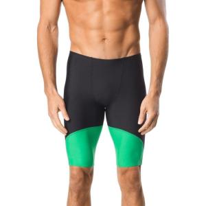 imageSpeedo Mens Swimsuit Jammer Endurance Splice Team Colors  Manufacturer DiscontinuedBlackGreen Spark