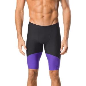 imageSpeedo Mens Swimsuit Jammer Endurance Splice Team Colors  Manufacturer DiscontinuedBlackPurple Spark