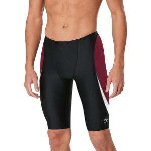imageSpeedo Mens Swimsuit Jammer Endurance Splice Team Colors  Manufacturer DiscontinuedEdge BlackMaroon