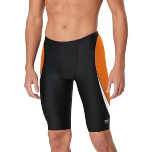 imageSpeedo Mens Swimsuit Jammer Endurance Splice Team Colors  Manufacturer DiscontinuedEdge BlackOrange