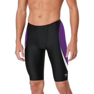 imageSpeedo Mens Swimsuit Jammer Endurance Splice Team Colors  Manufacturer DiscontinuedEdge BlackPurple