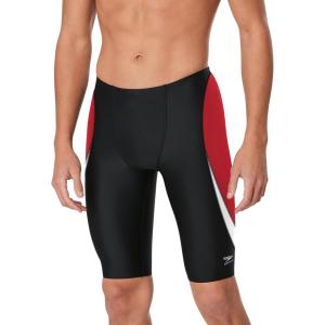 imageSpeedo Mens Swimsuit Jammer Endurance Splice Team Colors  Manufacturer DiscontinuedEdge BlackRed