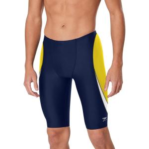 imageSpeedo Mens Swimsuit Jammer Endurance Splice Team Colors  Manufacturer DiscontinuedEdge NavyGold