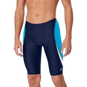 imageSpeedo Mens Swimsuit Jammer Endurance Splice Team Colors  Manufacturer DiscontinuedEdge NavyLight Blue