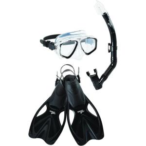 imageSpeedo UnisexAdult Swim Snorkel Dive Mask AntiFog with Nose Cover Adventure SeriesMSF BlackBlack
