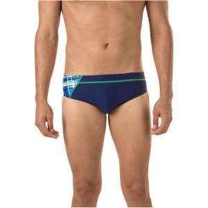 imageSpeedo Mens Powerflex Eco Laser Sticks BriefBlueGreen