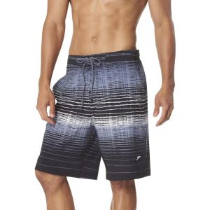 imageSpeedo Mens Swim Trunk Knee Length Boardshort Active Flex EBoard PrintedBlackGrey