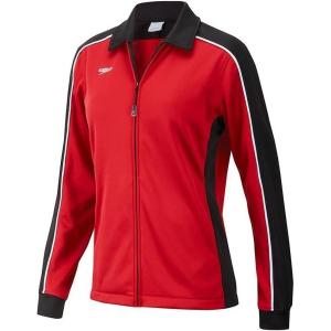 imageSpeedo Womens Jacket Full Zip Collard Streamline Team Warm UpBlackMaroon