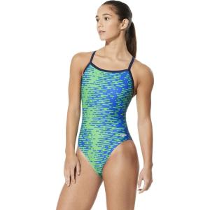 imageSpeedo Womens Swimsuit One Piece Prolt Flyback Printed Adult Team ColorsModern BlueGreen