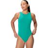 imageSpeedo Womens Swimsuit One Piece Essentials with Removable Cups Soft FabricHigh Peacock Teal