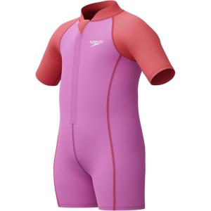 imageSpeedo Girls Swimsuit Infant to Big Kid UPF 50 Learn to SwimNeoprene Suit Neon Violet