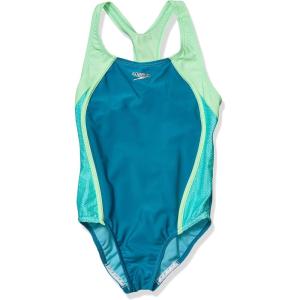 imageSpeedo Girls Swimsuit One Piece Closed RacerbackMesh Capri Breeze