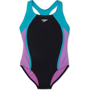 imageSpeedo Girls Swimsuit One Piece Closed RacerbackMesh Ceramic