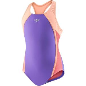 imageSpeedo Girls Swimsuit One Piece Closed RacerbackMesh Lavender Purple