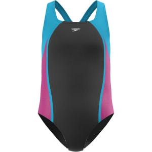 imageSpeedo Girls Swimsuit One Piece Closed RacerbackMesh Speedo Black
