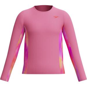 imageSpeedo Girls Uv Swim Shirt Long Sleeve RashguardPink Lemonade Chilly Dye