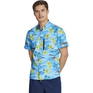 imageSpeedo Mens Uv Swim Shirt Hybrid Button DownBlue Lemonade
