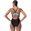 imageSpeedo Womens Swimsuit One Piece Creora Highclo Quantum Splice High Cut SolidRib AnthraciteAngelic Blue