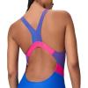 imageSpeedo Womens Swimsuit One Piece Creora Highclo Quantum Splice High Cut SolidRib Deep SapphireMargarita Pink