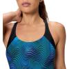 imageSpeedo Womens Swimsuit One Piece Creora Highclo Quantum Splice High Cut SolidTideway Wave Anthracite
