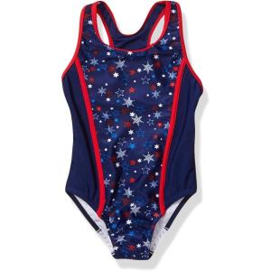 imageSpeedo Girls Swimsuit One Piece Infinity Splice Thick Strap  Manufacturer DiscontinuedRedWhiteBlue Stars