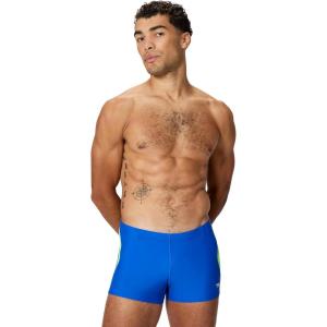 imageSpeedo Mens Swimsuit Square Leg Eco Flex BeachstarSplice Deep SapphireScreaming Green