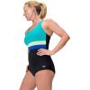 imageSpeedo Womens Swimsuit One Piece Sweetheart Moderate CutBanded AnthraciteMayan Blue