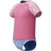 imageSpeedo Girls Uv Swim Shirt Short Sleeve Rashguard SetWavy Stripe Pink LemonadePeriwinkle Blue