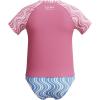 imageSpeedo Girls Uv Swim Shirt Short Sleeve Rashguard SetWavy Stripe Pink LemonadePeriwinkle Blue
