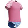 imageSpeedo Girls Uv Swim Shirt Short Sleeve Rashguard SetWavy Stripe Pink LemonadePeriwinkle Blue