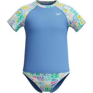 imageSpeedo Girls Uv Swim Shirt Short Sleeve Rashguard SetSummer Stamp Periwinkle Blue