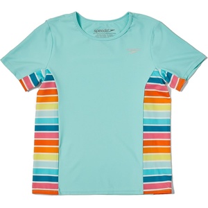 image:imageSpeedo Girls Uv Swim Shirt Short Sleeve Printed RashguardAqua Splash