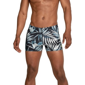 image:imageSpeedo Mens Swimsuit Square Leg SplicePalm BlackGrey