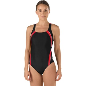 image:imageSpeedo Powerflex Eco Taper Splice Pulse Back Onepiece SwimsuitBlackRed