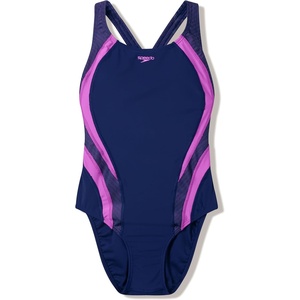 image:imageSpeedo Womens Swimsuit One Piece Creora Highclo Quantum Splice High Cut SolidRib PeacoatNeon Jelly